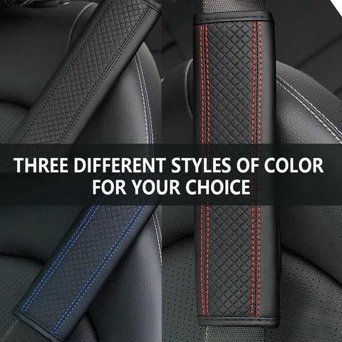 Universal Car Seat Belt Cover Pads Crafted From Breathable Leather With Thick Soft Sponge Padding To End The Shoulder Tug and keep your daily drive smooth, featuring three color styles.