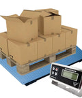 Heavy Duty Digital Floor Scale 48X72 Inch Pallet Weight Platform with Rapid Digital Indicator displaying stacked boxes.