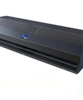 72 Inch Black Commercial Air Curtain, 2350 CFM Heavy Hitter Indoor Entrance Fan mounted above a doorway.