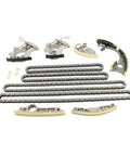 Upgrade Your Ride With This 12pcs Timing Chain Kit For VW Touareg Audi A6 A7 Q7 Plus S4 And S5 Models Featuring 3.0T Engines Made From Durable Alloy To Beat Stretching And Breakage So You Can Chill On The Road Without Worry About Expensive Repairs. 12-piece alloy timing chain kit with guides and tensioners for VW Audi 3.0T engines