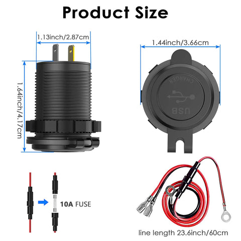 Dual Quick Charge 3.0 Auto Charger With Responsive Touch Switch Plus 12V Accessory Socket Waterproof Build For Smart Phones Pickups Boats Rvs And Utility Vehicles No Sweat Charging Down The Open Road