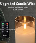 Rechargeable Flameless Candles Set Of Three With Real Wax Pillars, Flickering LED Flame, Remote Control And Timer shown