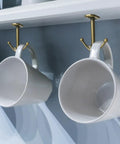 Two Prong Ceiling Hooks Set In Bronze Finish, Heavy Duty Zinc Alloy Construction, holding mugs under shelf