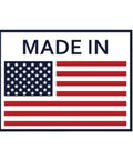 Made in USA label featuring the American flag with bold text, emphasizing origin for quality assurance.