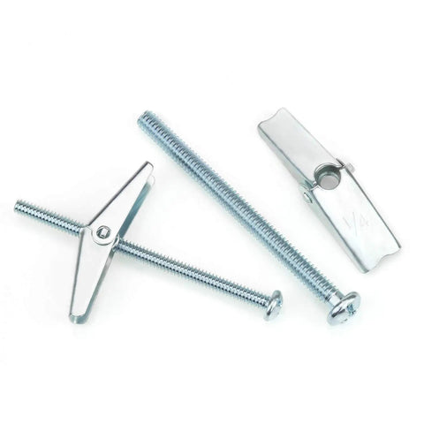 Heavy Duty Toggle Bolts And Wing Nut Set For Drywall Hanging One Eighth Inch Three Sixteenth Inch And One Quarter Inch Sizes Zinc Plated Carbon Steel For Rust Resistance Collapsible Design Includes 48 Pieces For Shelves Mirrors And TVs 1/4 in bolt