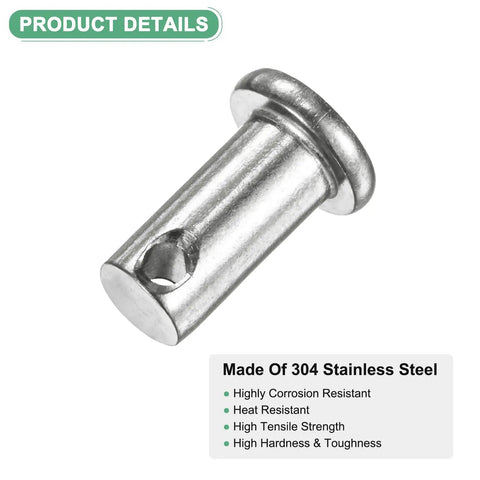 10 Pack M8 x 16mm Stainless Steel Clevis Pins With Flat Head Single Hole 304 Grade For Mechanical Linkages Trucks Lawn Mowers Hinge Pins Reusable Quick Install Fasteners Built To Handle Real Work, 304 stainless steel clevis pin with flat head and single hole