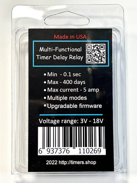 Packaging of Programmable Digital Timer Relay With Adjustable Delay For Automation Projects Plug And Play 0.1 Second To 400 Days 3V 12V 18V 5A