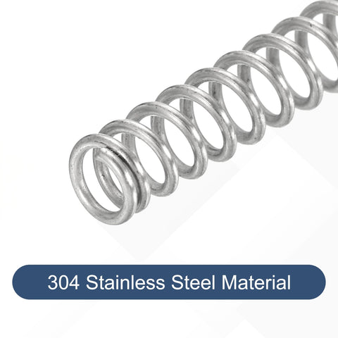 50 Pack Stainless Steel Pen Springs 0.5mm Wire 4mm Outer Diameter 20mm Length High Elasticity Compression Springs close-up view