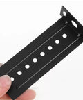 Rock Solid Under Desk Keyboard Drawer Slide Bracket Featuring Legit Secure Fit And Buttery Smooth Gliding With No Sweat Adjustments For Total Workspace Setup And Reliable Cabinet Tray Support, black metal bracket close-up.