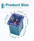 Auto Fuse Kit 10 Piece Pack 20A 30A 40A 50A 60A Box Fuses Tall Standard And Low Profile Product Size Measurement Display