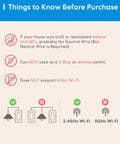 Info graph on Smart WiFi Light Switch Single Pole 4 Pack Compatible With Alexa Google Assistant And SmartThings Needs Neutral Wire Remote Control And Scheduling No Hub Needed 2.4G Only showing prerequisites and incompatible features