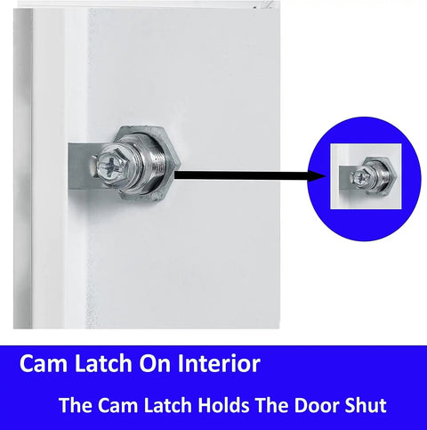 Heavy Duty 12 By 12 Inch Flush Access Panel With Screwdriver Lock Latch cam latch detail for securing door, galvanized steel interior component.