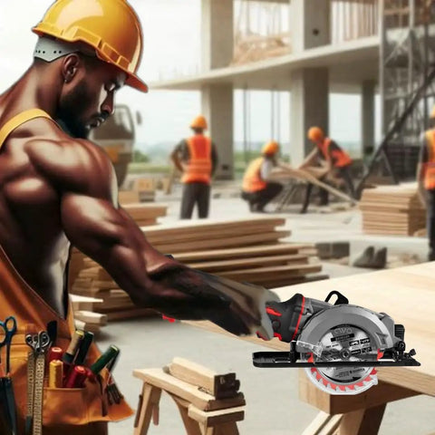 Built Different Heavy Hitter 20 Volt Cordless 4.5 Inch Circular Saw Tool Only in action for framing cuts on construction site.