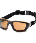 Carthage Sandstone Bronze Anti Fog Safety Glasses With Interchangeable Strap One Size Fits All Black And Tan Lenses ANSI Z87.1