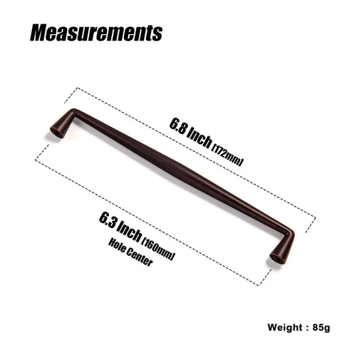 Oil Rubbed Bronze Antique Zinc Alloy Cabinet Handles 6.3 Inch Hole Center Pulls Set Of 6 showcasing measurements