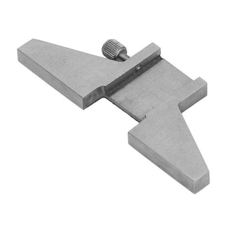 Beefy Depth Gauge Base for Dial and Vernier Calipers, T Bar Attachment, stainless and carbon steel, precision-ground, close-up view
