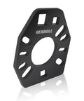Gearoll stainless steel pinion yoke wrench tool, black plate with central circular bore and multiple slotted holes