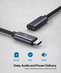 USB C Extension Cable 20Gbps 240W 3.3ft Fast Charge And Data Sync Type C 3.2 3.1 Male To Female showing connectors