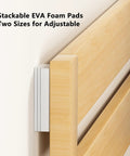 Heavy Duty EVA Foam Headboard Stoppers And Wall Protectors 18 Piece Set Anti Vibration Furniture Pads installed on bed
