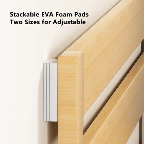 Heavy Duty EVA Foam Headboard Stoppers And Wall Protectors 18 Piece Set Anti Vibration Furniture Pads installed on bed