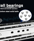 Heavy Duty Side Mount Locking Drawer Slides With Full Extension, 1 Pair, Smooth Ball Bearing Action For RV Cabinets, Trucks, And Industrial Drawers, No Hassle Install And Unobstructed Access To Back Items, close-up ball bearings