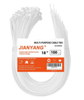 18 Inch Heavy Duty Zip Ties 120 Lbs Tensile Strength Double Sided Toothed Self Locking Nylon Cable Ties for Indoor Outdoor White 100 Pack