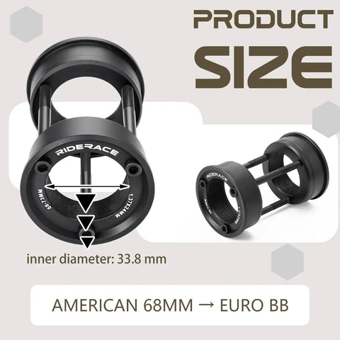 American To European Bottom Bracket Adapter Kit Black Metal BB Conversion For Bike Builds And Crank Swaps Heavy Duty Sixty Eight Millimeter