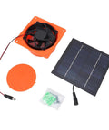 Solar Powered Exhaust Fan Kit With 20W 5V Monocrystalline Panel Round Baffle For Greenhouses RVs And Boats Quiet Efficient Ventilation From Sunlight Easy Install Low Maintenance Cost Saving Solar Fan displayed with components