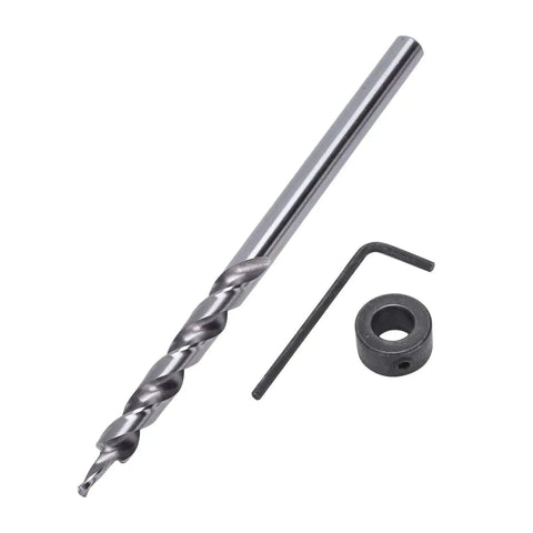 Heavy Duty 1/4 Inch Hex Shank Pocket Hole Drill Bit Plus 3/8 Replacement Step Bit With Depth Stop Collar For Jig System Master Kit, bit and collar