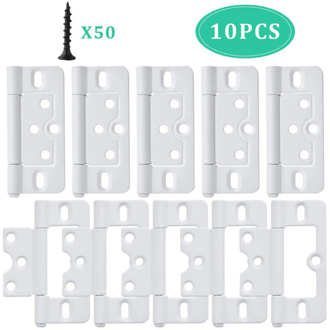 Ten Pack White 3 Inch Non Mortise Shutter Hinges For Screen Doors And Cabinets Easy To Install With Screws Included Rustproof Iron Hinges For DIY Home Projects