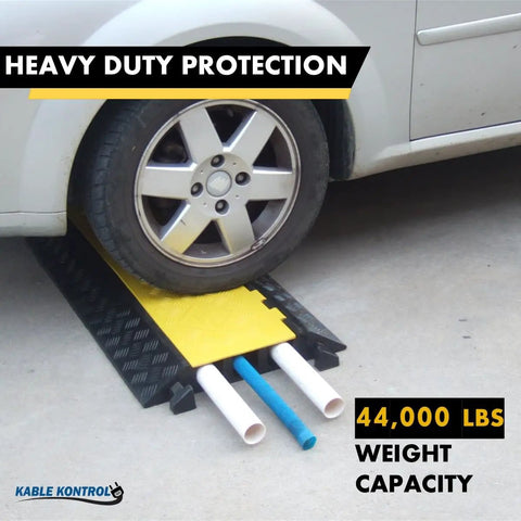 Car on Tough As Nails Heavy Duty Cable Protector Ramp 3 Channel 1 Piece 36 Inch Long Black And Yellow Cord Cover