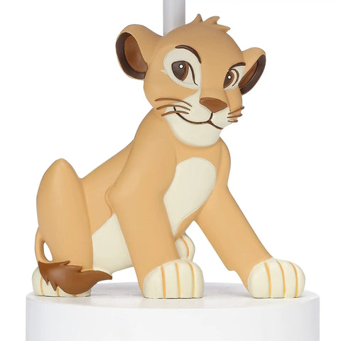 Lion King Adventure Lamp With Shade And LED Bulb, Simba Sculpted Base, close-up showing hand-painted Simba on white base.