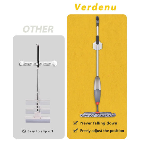 Comparison of 6 Pack Broom And Mop Holder Wall Mounts In Stainless Steel Holds Up To 2.5 Kg With Included Screws showing stability features