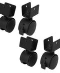 1.5 Inch Furniture Caster Wheels With Swivel And Brakes, Locking, 360 Degree Rotation, smooth black U Bracket Mounting, 4 pack