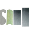 Heavy Duty Cabinet Scraper Cards Set Featuring Four Versatile Straight And Curved Blades For Slick Wood Smoothing and finishing tools.
