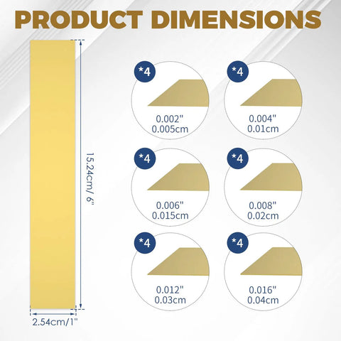24 Pcs Brass Shim Stock 6 Thicknesses 0002 To 016 Inches Perfect For Valve Tuning Engine Calibration And Bearing Alignment Jewelry Work Since Gear Gives Flat Precision You Can Trust For Your Projects That Need Dead On Accuracy Saving Big Bucks. dimensions chart with brass shim sizes