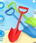 16 Inch Jumbo Beach Sand Shovel Set For Kids And Adults, Heavy Duty Digging Spades For Sand Snow Water Play, in red, green, blue
