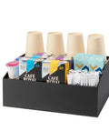 Acrylic Coffee Station Organizer for Countertops and Coffee Bars with 4 Compartments for Coffee Pods Tea Bags Sugar Stirrers Straws Cups