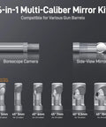 6-in-1 Multi-Caliber Mirror Kit with Borescope Camera and side-view mirrors for various gun barrels