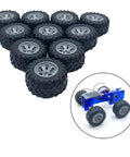 10 Piece Toy Wheel Set With Real Rubber Tires And Metal Shafts For RC Cars Trucks Robots Drones Helicopters And DIY Model Projects Black