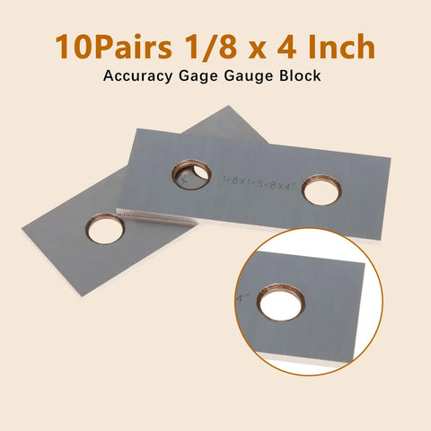 Ten Pairs Of Four Inch Steel Parallel Gauge Blocks One Eighth Inch Thick With Accuracy Of 0.0002 Inch Ideal For Machinists And DIY Enthusiasts Pro Grade For Precision Work In CNC Milling And Calibration Shipped In Wooden Or Plastic Box Randomly
