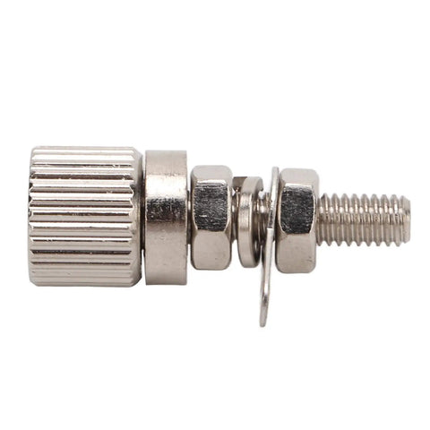 Current Terminal Connector M4 Thread 27mm Length 20A Rated Brass Terminal For Industrial Equipment Heavy Duty Welding Machinery Inverters RVs Ships And More 4mm Inner Hole Durable Electrical Component, side view
