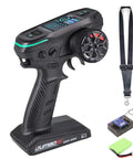 DDF-350 RC Transmitter With Gyro And Digital LCD Screen, 10 Channel Receiver, Battery Included, Big Range Remote Up To 350 Meters For Cars Boats And Tanks, Real Time Telemetry showing transmitter, receiver, and accessories.