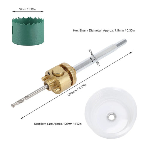 Heavy Duty YDuupxe Recessed Light Hole Saw Kit With Dust Bowl For Smooth Ceiling Drywall Cutting In Alloy Steel Can Light Opener Tool Perfect For Gypsum Board Plus Wood Projects, 50mm cutter and 125mm dust bowl