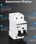 30 Amp Two Pole Solar Disconnect Switch With DIN Rail Mount for 12V 24V 48V AC DC systems front view