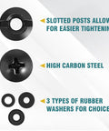DIY Chicago Screw Hardware Kit For Kydex And Leather Holsters Knife Sheaths And Belt Clips Black 20 Sets with open slotted posts, high carbon steel truss heads, and rubber washers.