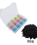 800 Pc Solder Seal Wire Connectors Kit With Heat Shrink Butt Terminals For Auto Marine Use Color Coded Electrical Crimping Set Plus 470 Tubes To Keep Your Wiring Clean And Super Secure Every Single Time You Need A Solid Connection. plastic organizer with color-coded solder seal connectors and black heat shrink tubes