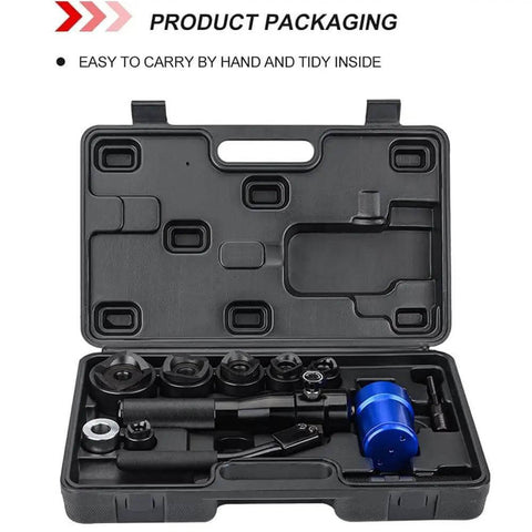 Heavy Duty Hydraulic Knockout Hole Punch Kit for Electrical Conduit 1/2 to 2 Inch, 22.5-61.5 mm, in portable case, six die set
