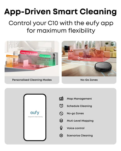 App interface for Like-New C10 Robot Vacuum With Self-Empty Dock Hands-Free Cleaning Monster 4000 Pa Suction LiDAR Smart Mapping