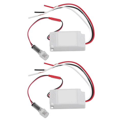 Outdoor Dusk To Dawn Photocell Light Switch With Auto On Off Sensor IP33 Weatherproof, two white units for LED, incandescent, halogen use.